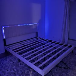 King size LED velvet bed frame 