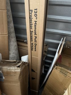 VIVOHOME Projector Screen Pull Down, 1:1 120 Inch Retractable Projection Screen, HD 4K Manual Pull Movie Screen for Home Theater, Cinema, Office