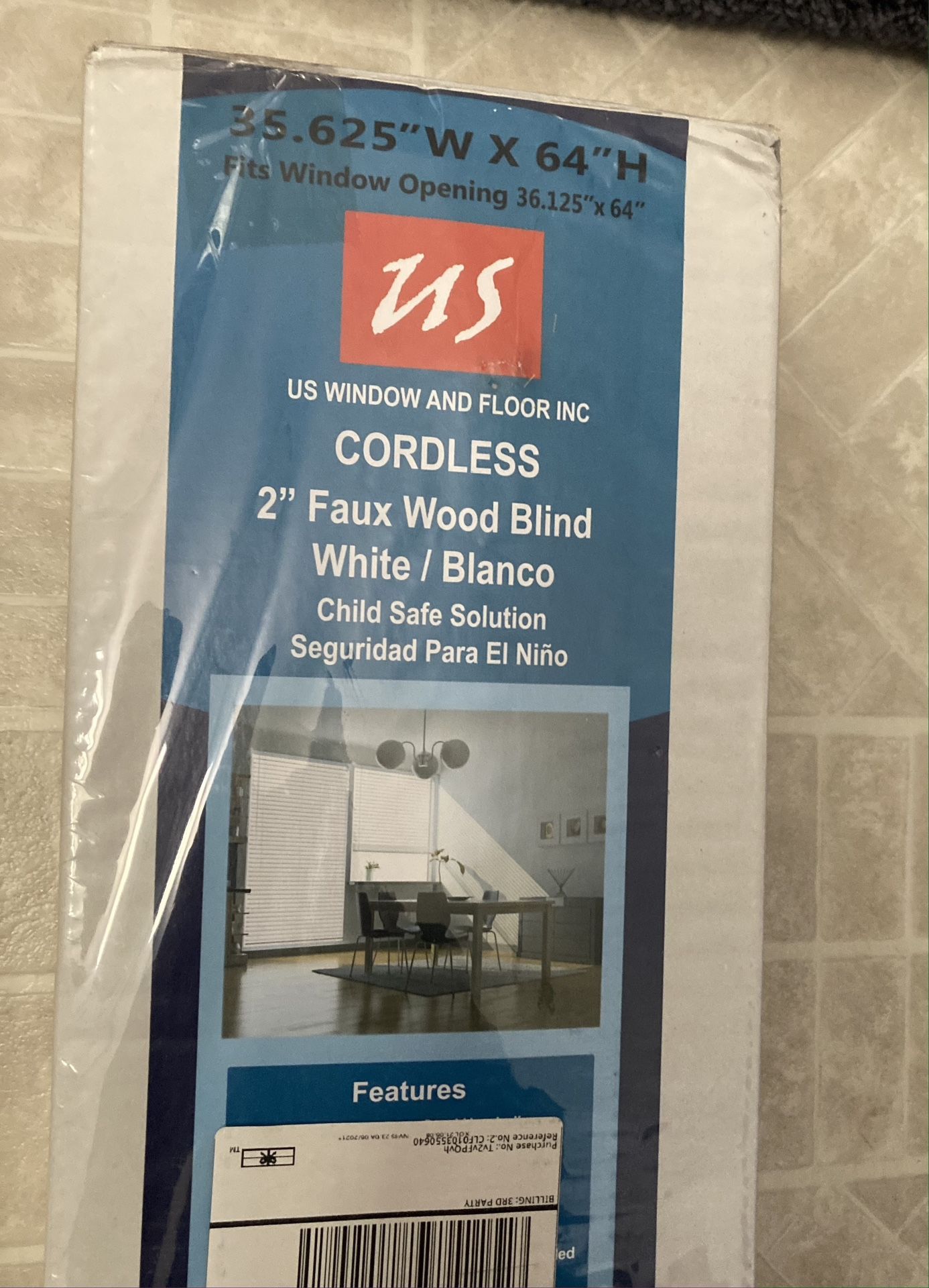 US Window 2 Inch White Blinds 35.625” W X 64” H