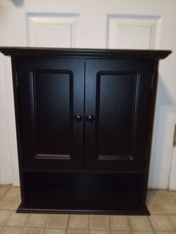 Espresso Bathroom Wall Storage Cabinet with Adjustable Shelf