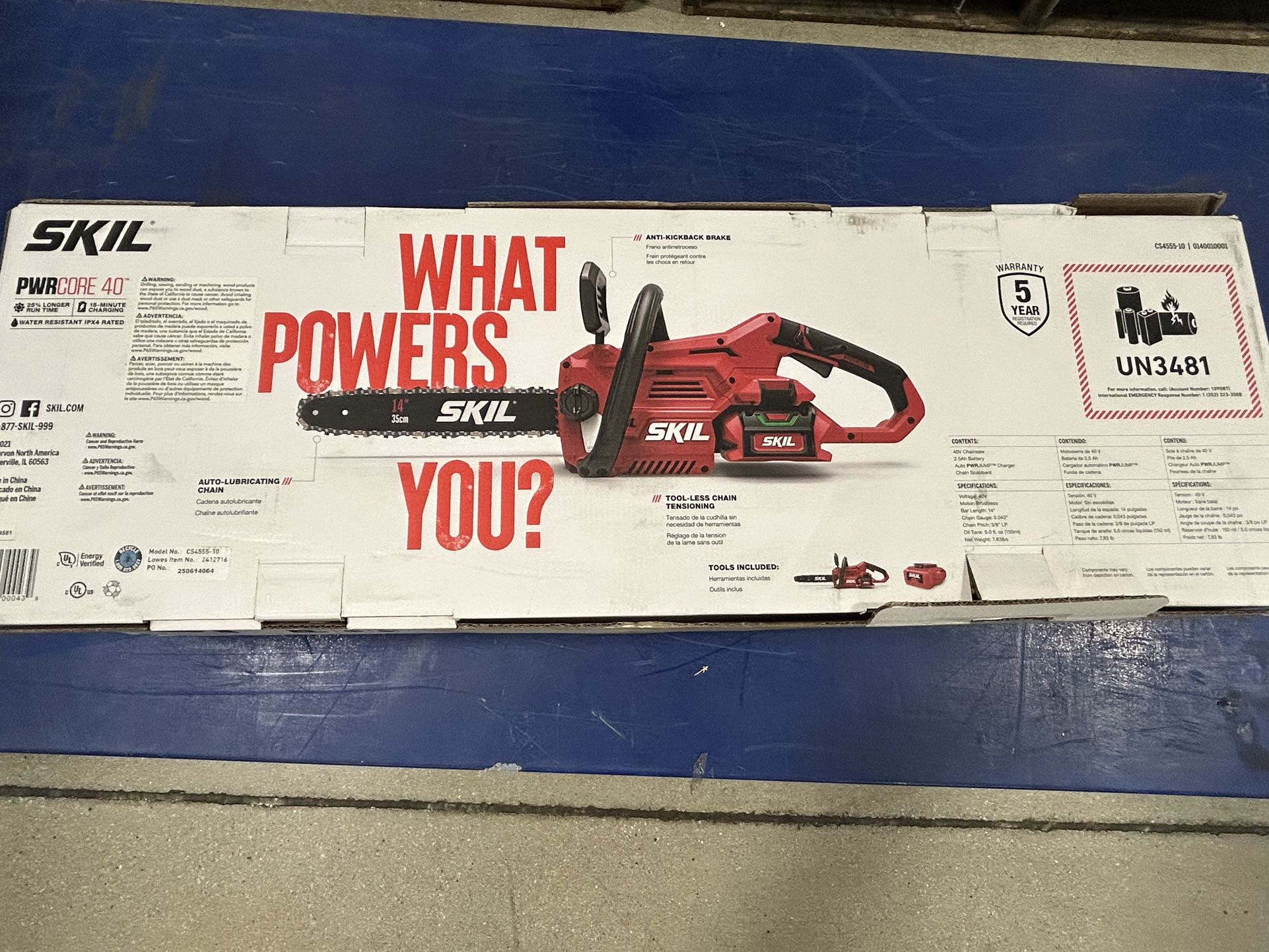 New Powercore Skil 40 Cordless Chainsaw With Battery And Charger