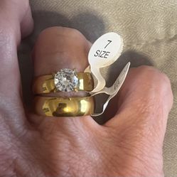 New 2 Piece CZ GOLD FILLED wedding Ring Side 7