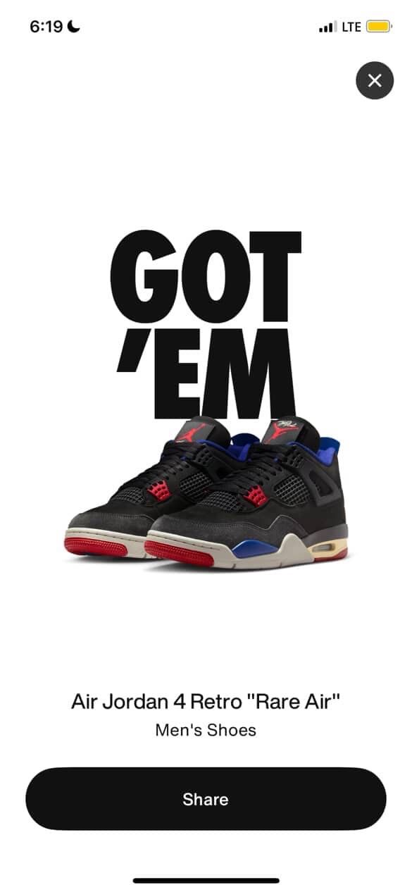 Jordan 4 Retro Rare Air size 13
