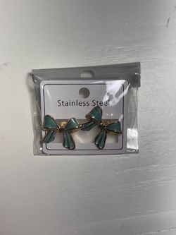 Stainless Steel Bow Stud Earrings