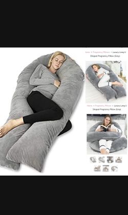 Brand New Luxury Long U-Shaped Pregnancy Pillow - Gray - $60