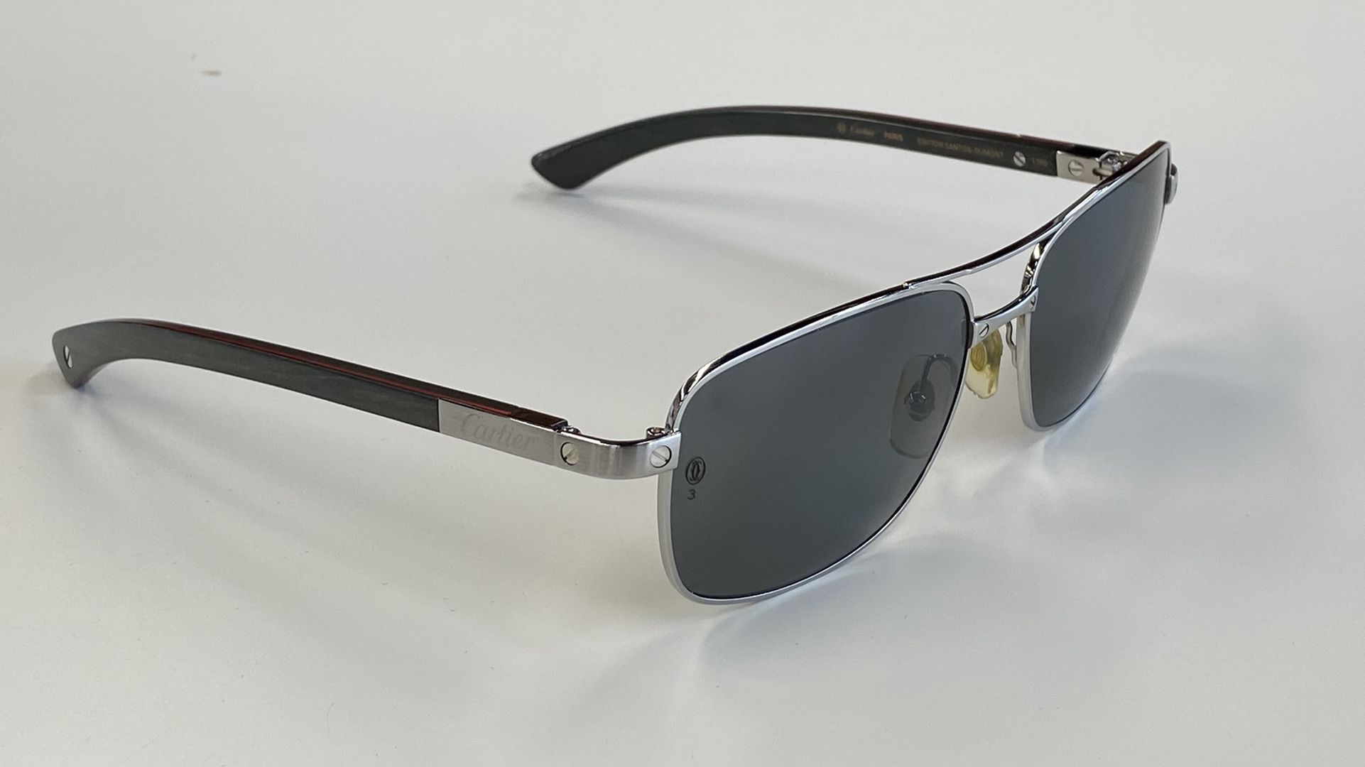 CARTIER SANTOS DUMONT AVIATOR GREEN WOOD SUNGLASSES NEW 100