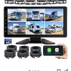 6-Channel 1080P Dash Cam Backup Camera System with 10.33 Inch Touch Screen Parking Monitor