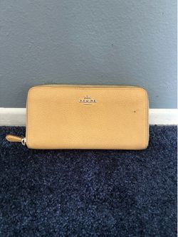 Coach C4124 Medium ID Zip Around Wallet  mustard  Leather