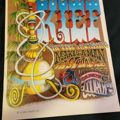 Vintage 1967 Rick Griffin Original Silk Screen. Beautiful Shape. Puff Of Kief. Marijuana Reference 60s Counter Culture.