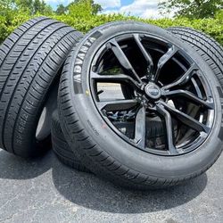 New 22” Black Wheels Land Rover Rims Tires 285/45R22 SVR Style 5x120 Defender Discovery Sport 