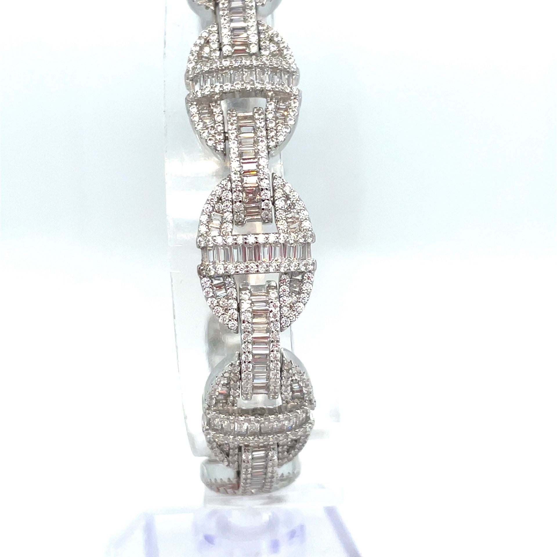 925 Sterling Silver CZ 8.5” Bracelet 36.75g 12.7mm 199328/3