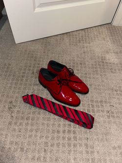 Red Men’s Dress Shoes & Tie