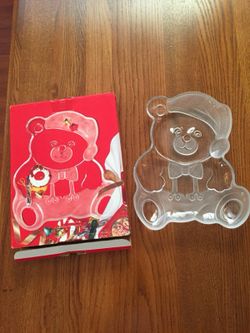 Mikasa crystal holiday bear platter