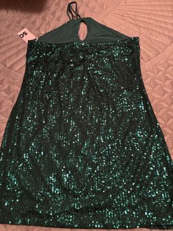Green Sequin Halter Mini Dress