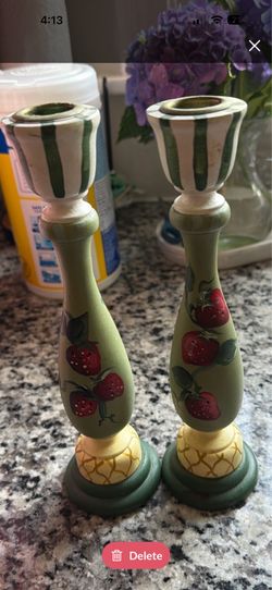 Strawberry wooden candle holders