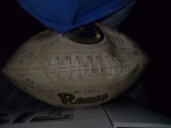 Rams last Superbowl win 1982, with team autographs.