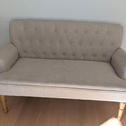 Pintuck Beige Couch Sofa 