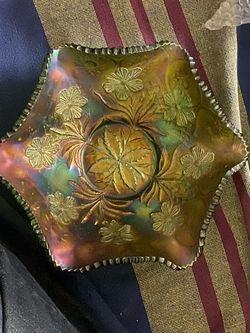 Iridescent on green glass
