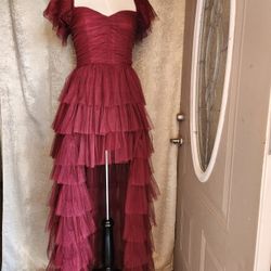 Womens Burgundy Tulle Dress Size Medium