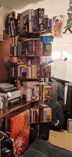 Rotating bookshelf.