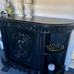 Black Buffet Table, Coffee Bar Station  H43 1/2 X L63 1/2  W 18 1/2