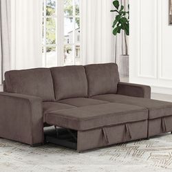 Brand New Super Plush Corduroy Sectional Sofa Storage Sleeper 