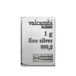 SILVER Bar - 1 Gram Pure .999 Valcambi 