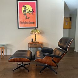 High Back Eames Style Chair And Matching Ottoman