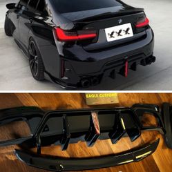 Rear Diffuser LED &  Duck Bill Spoiler For 2019-2022 BMW 3 Series 330i M340i G20 M Sport