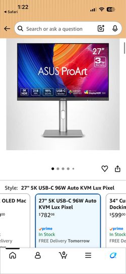 ASUS ProArt Display 27” 5K HDR Professional Monitor (PA27JCV) – Open Box