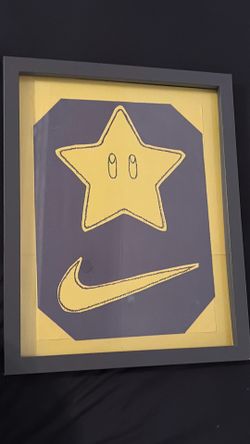 Framed Mario Star Wall Art – Nintendo Inspired – Great Room Decor