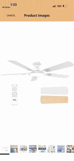 TCL White Ceiling Fan with Light and Remote