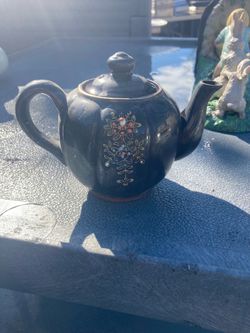 Vintage Japanese Black Ceramic Teapot