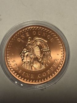 Aztec Calendar Cuauhtemoc 1 oz Copper Round Copper Coin.