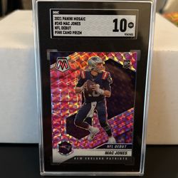 Mac Jones- 2021 Panini Mosaic  #245 NFL DEBUT.  PINK CAMEO/ SGC 10!
