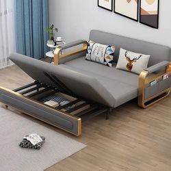 BRAND NEW
Carthel Upholstered Foldable Sofa Bed Convertible Futon Sleeper Chair,Gray Leather(Model: W110678957)