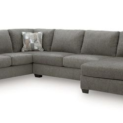Ashley Furniture - Clarington Greystone 3-Piece Sectional  With Right Arm  Facing Chaise