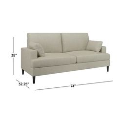 74’’ Hillsdale Positano Mid Modern Sofa, Oatmeal Fabric