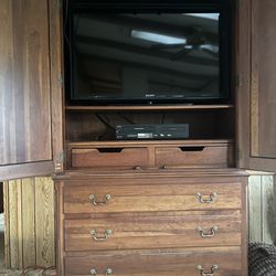 TV Cabinet with TV and DVD/VHS player included 