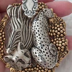 Handmade Stunning Large  TIGER& LEOPARD & Zebra Pin