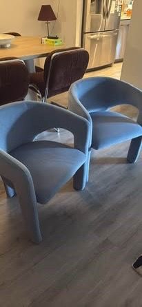 Blue Velvet Barrel Dining Chairs (set of 2)