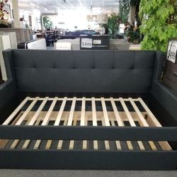 Brand New Gray Linen Twin Daybed With Twin Trundle