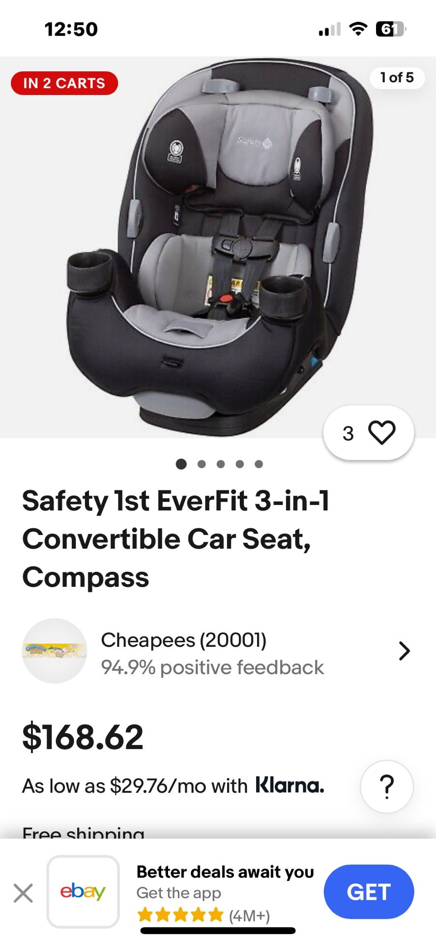 Safety first three and one convertible car seat, compass