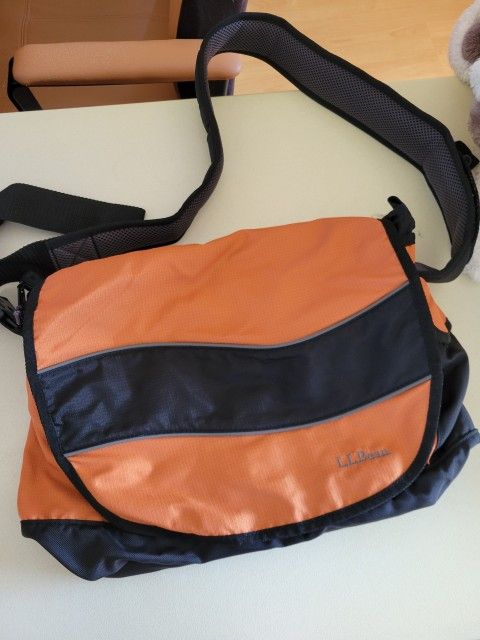 LL Bean Orange Nylon Messenger Bag