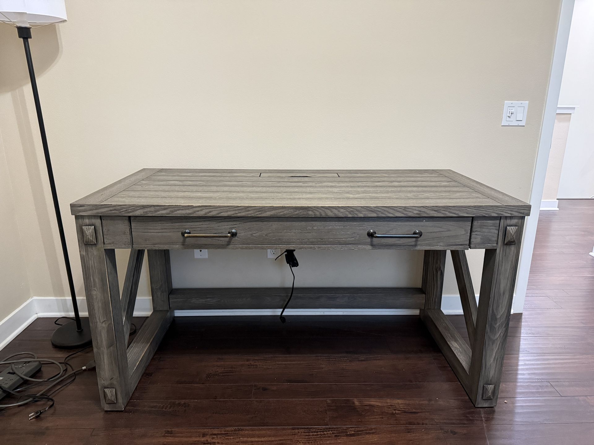 Grey Finish Office Desk (Real Wood)