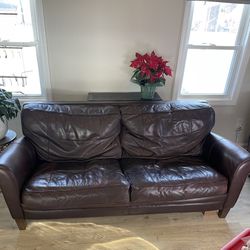 Leather Couch Chair & Ottoman