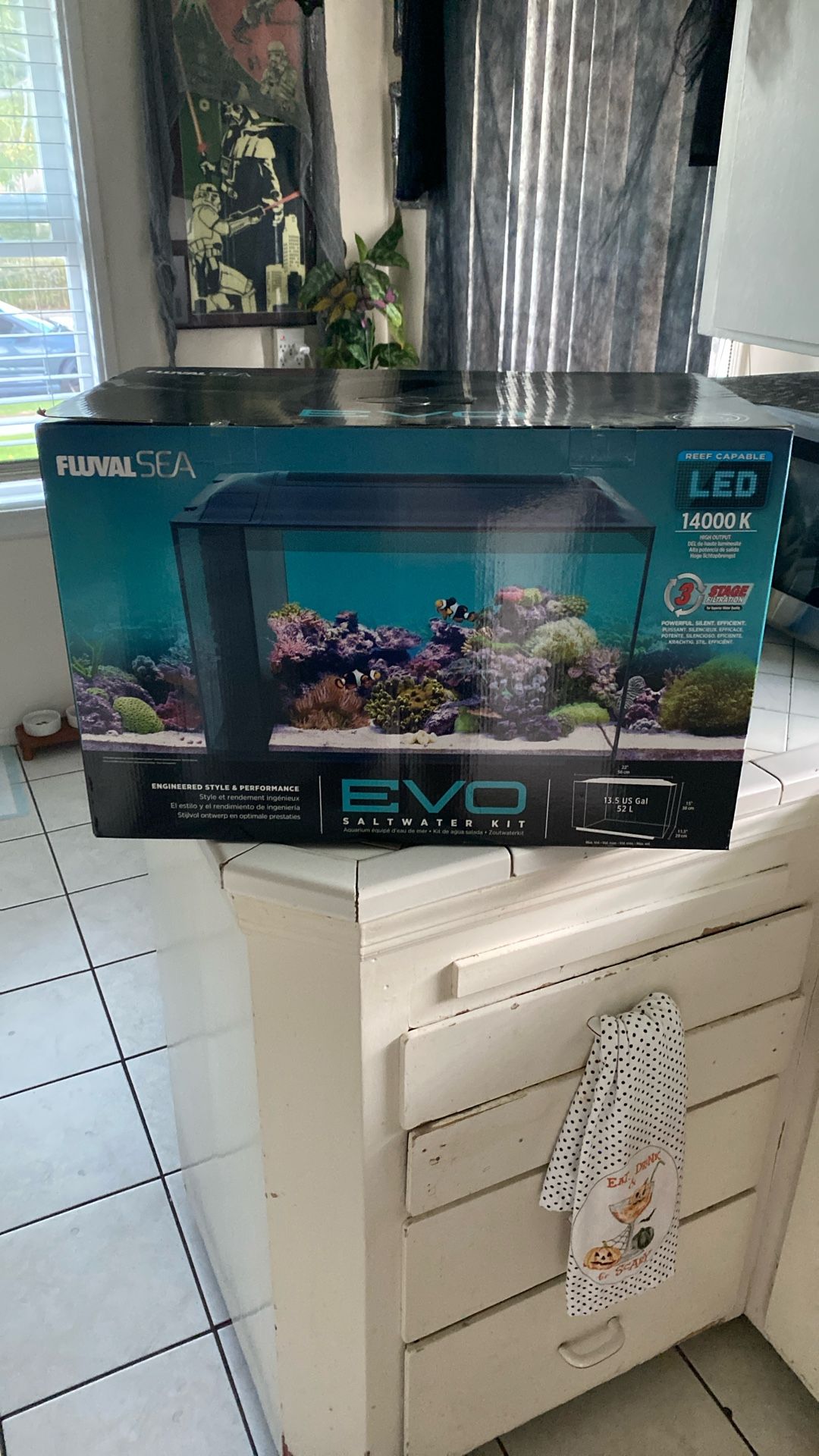 Fish tank Fluval SEA EVO Xll Salt, Water, And Freshwater Kit 13.5 Gallons 3 Stage Filtration System Led 14000k reef capable