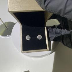 Moissanite Diamond Round Pave Earrings 6.5mm