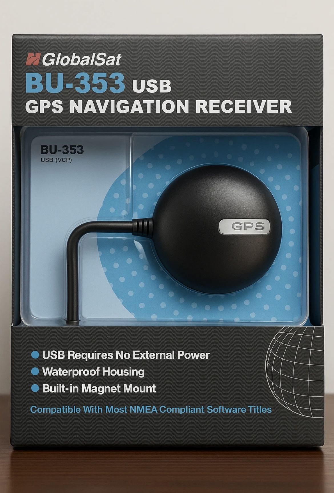 GlobalSat BU-353 USB GPS Navigation Receiver, Waterproof, Magnetic - New in Box