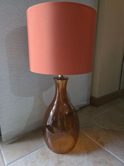 Large Glass Table Lamp with orange Shade